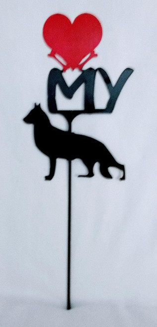 German Shepherd Love(heart) Yard Sign Metal Silhouette