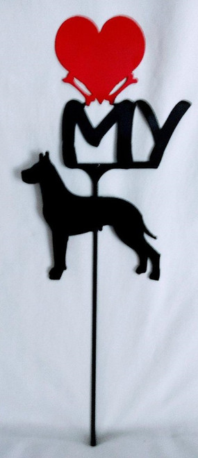 Great Dane Love(heart) Yard Sign Metal Silhouette