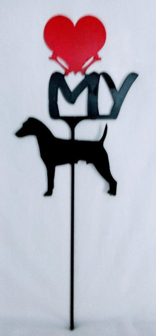 Jack Russell Love(heart) Yard Sign Metal Silhouette
