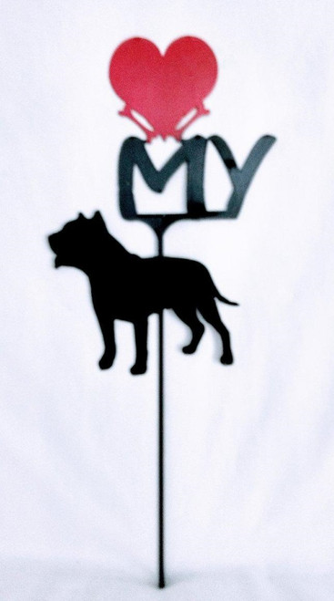 Pitbull Love(heart) Yard Sign Metal Silhouette