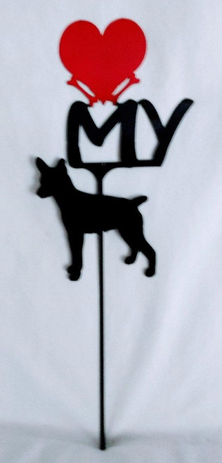 Rat Terrier Love(heart) Yard Sign Metal Silhouette