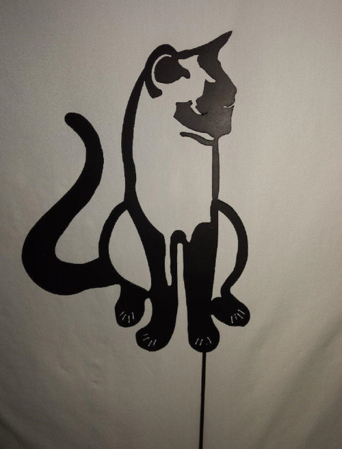 Handcrafted Metal Yard Art Black Cat Silhouette Garden Stake