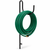 Decorative black in-ground garden hose holder with a wrought iron look, handcrafted from steel for organizing outdoor garden hoses.
