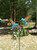 Handcrafted Metal Kinetic Garden Sculpture 2 Painted Hummingbirds