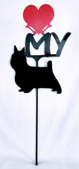 Silky Terrier  Love(heart) Yard Sign Metal Silhouette