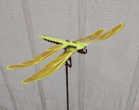 Handcrafted Kinetic Metal Yard Art Dragonfly Garden Stake