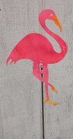 Handcrafted Metal Yard Art Pink Flamingo Garden Stake