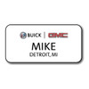 Buick GMC White 3" x 1.5" Name Badge