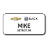 Chevrolet Buick White 3" x 1.5" Name Badge