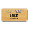 Chevrolet Cadillac Birch Wood Finish 3" x 1.5" Name Badge