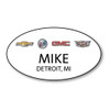 GM 4 Brand White Oval Name Badge