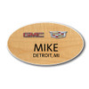 GMC Cadillac Birch Wood Finish Oval Name Badge
