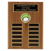 9" x 12" American Walnut Perpetual Plaque with 12 Gold Border Black Laserable Brass Plates and 2" Insert Holder- Witney Series