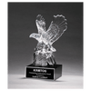 4 1/2" x 9 1/2" Beautiful Carved Crystal Eagle on a Black Crystal Base with Black Laserable Aluminum Plate