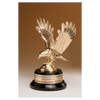 9" Fully Modeled Gold Finish Metal Eagle on a Black Piano Finish Base with a Gold Flex-Brass Plate