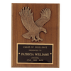6"x8" Sculptured Relief Eagle Casting and Laser Engravable Black Plate on an American Walnut Plaque