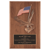 8" x 10 1/2" Solid American Walnut Plaque with Finely Detailed Eagle with American Flag Relief and Black Laserable Brass Plate MADE in USA Logo