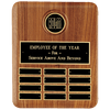 10 1/2" x 13" American Walnut 12 Plate Perpetual Plaque w/2 1/2" Black Brass Disc, Brass Plate