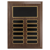 Walnut Step-Edge 12 Plate Perpetual Plaque with Black Brass Plate