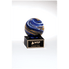5" Globe with Blue, White and Gold Metallic on Black Glass Base with Black Laser Aluminum Plate