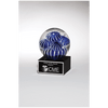 5" Globe with Blue and White Sea Anemone Design on Black Glass Base with Black Laserable Aluminum Plate