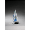  7 1/8" Frosted Glass Accent Arrow Art Glass on Clear Glass Base with Black Laserable Aluminum Plate
