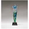 11 1/2" Star Achiever Art Glass on Clear Glass Base with Black Laserable Aluminum Plate