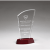 Sail Series Clear Glass Award with High Gloss Rosewood Finish Base