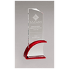 Thick Red Contemporary Clear Glass Award, Arched Base with Matte Metallic Finish