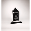 Apex Series Glass Award, Black Piano Finish Base with Silver Aluminum Accent