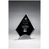 Diamond Shaped Glass Award, Black Silkscreen on Silver Metal Base