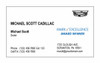 Cadillac Mark of Excellence Business Cards