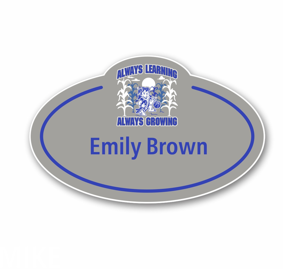 Hoopeston Gray Bubble Top Name Badge