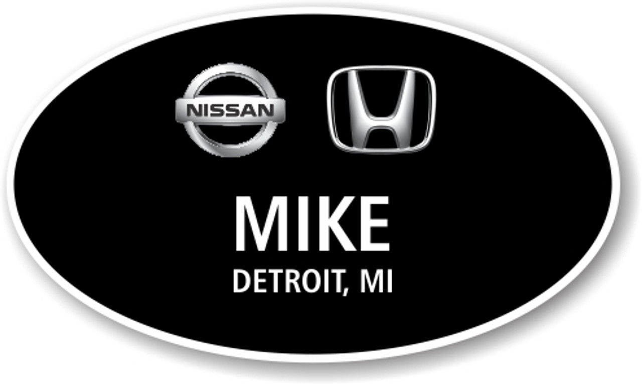 Nissan Honda Black Oval Name Badge