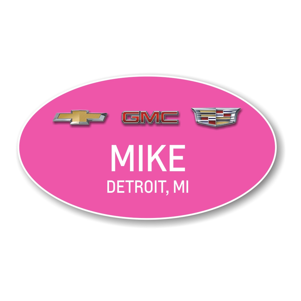 Chevrolet GMC Cadillac Pink Oval Name Badge