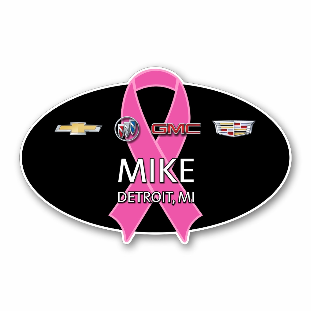 GM 4 Brand Breast Cancer Awareness Name Badge (Oval)