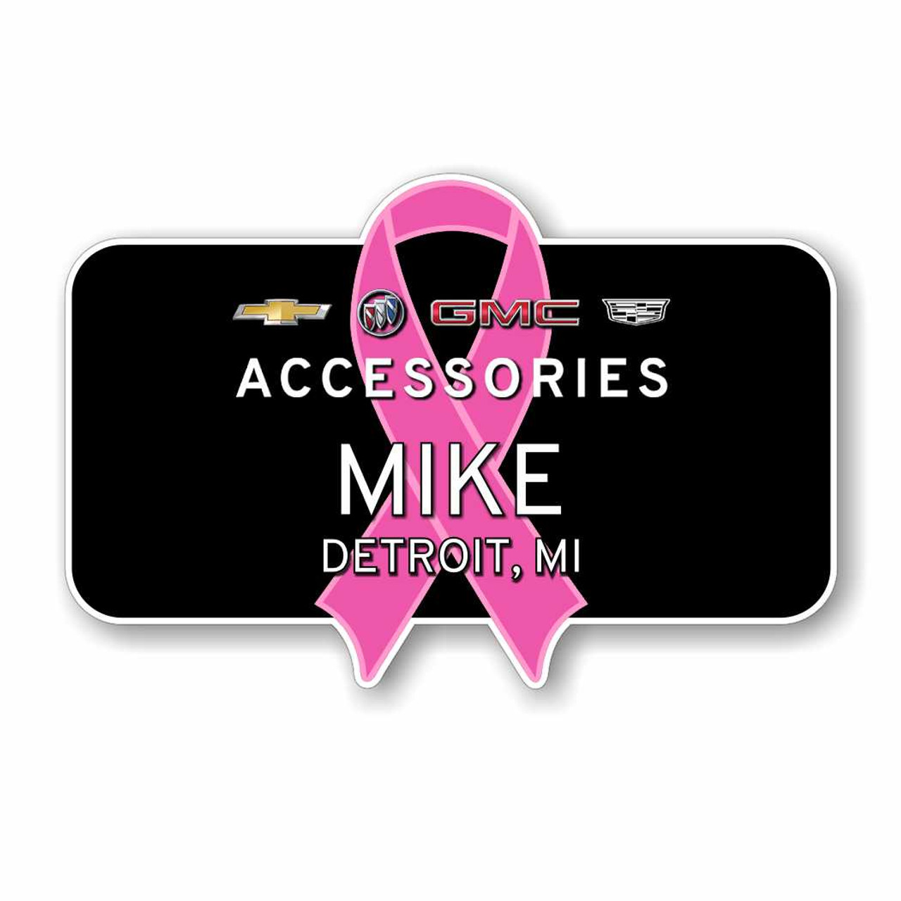 GM Accessories Breast Cancer Awareness Name Badge (Rectangle)