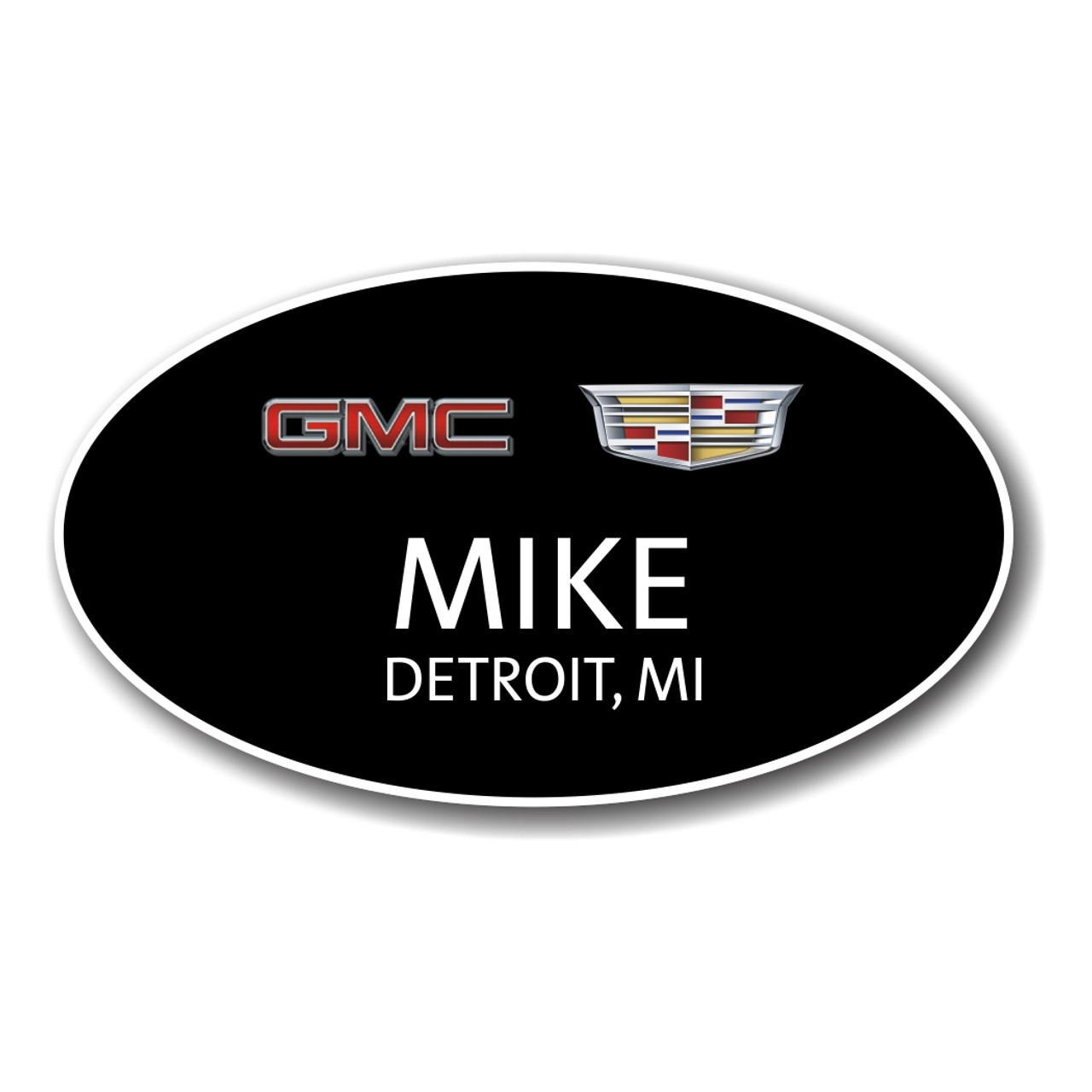 GMC Cadillac Black Oval Name Badge