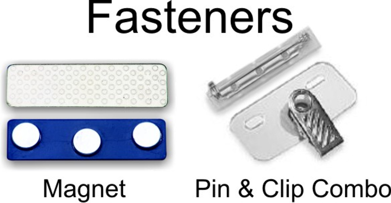 Circle Name Badges. Color Printed Plastic. 2-1/2. Free Fasteners.  (Fastener Type: Magnetic Fastener, Fastener Attachment: Attached)