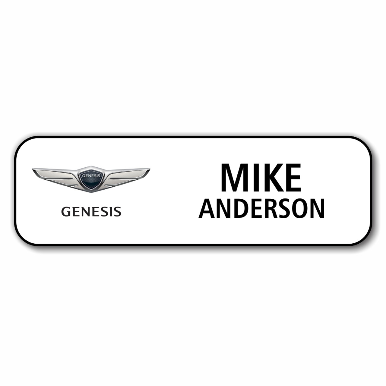 Genesis 3.25" x 1" White Name Badge