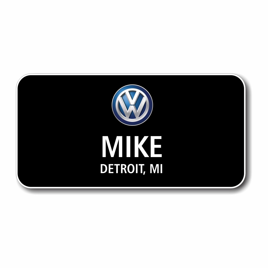 Flemington VW 3" x 1.5" Black Name Badge