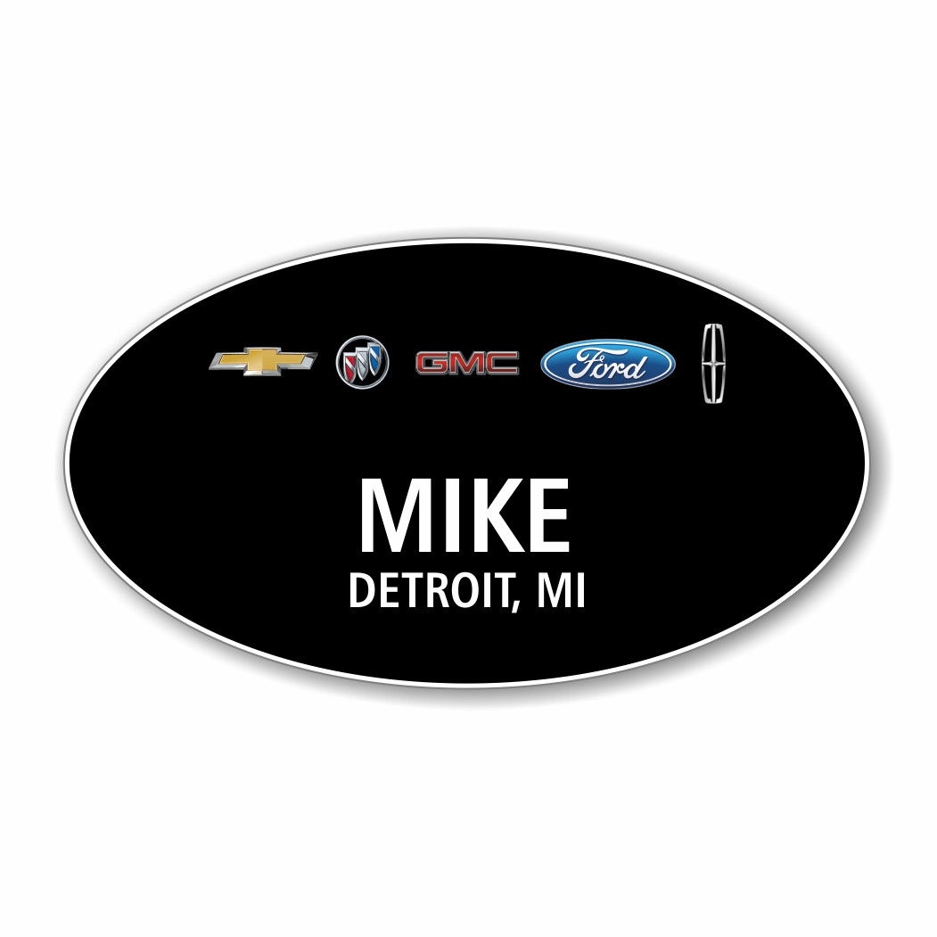 Chevrolet Buick GMC Ford Lincoln Black Oval Name Badge