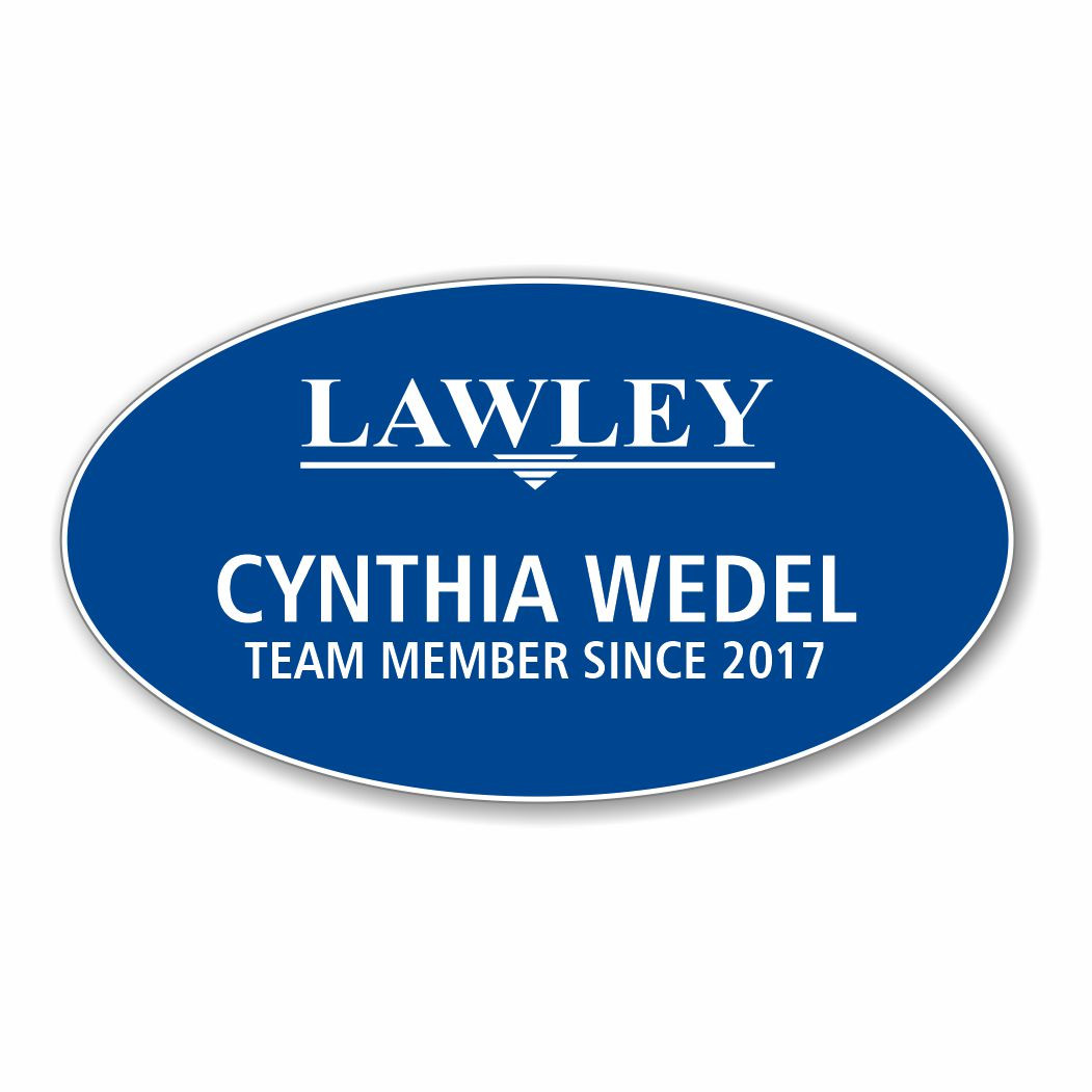 Lawley Blue Oval Name Badge