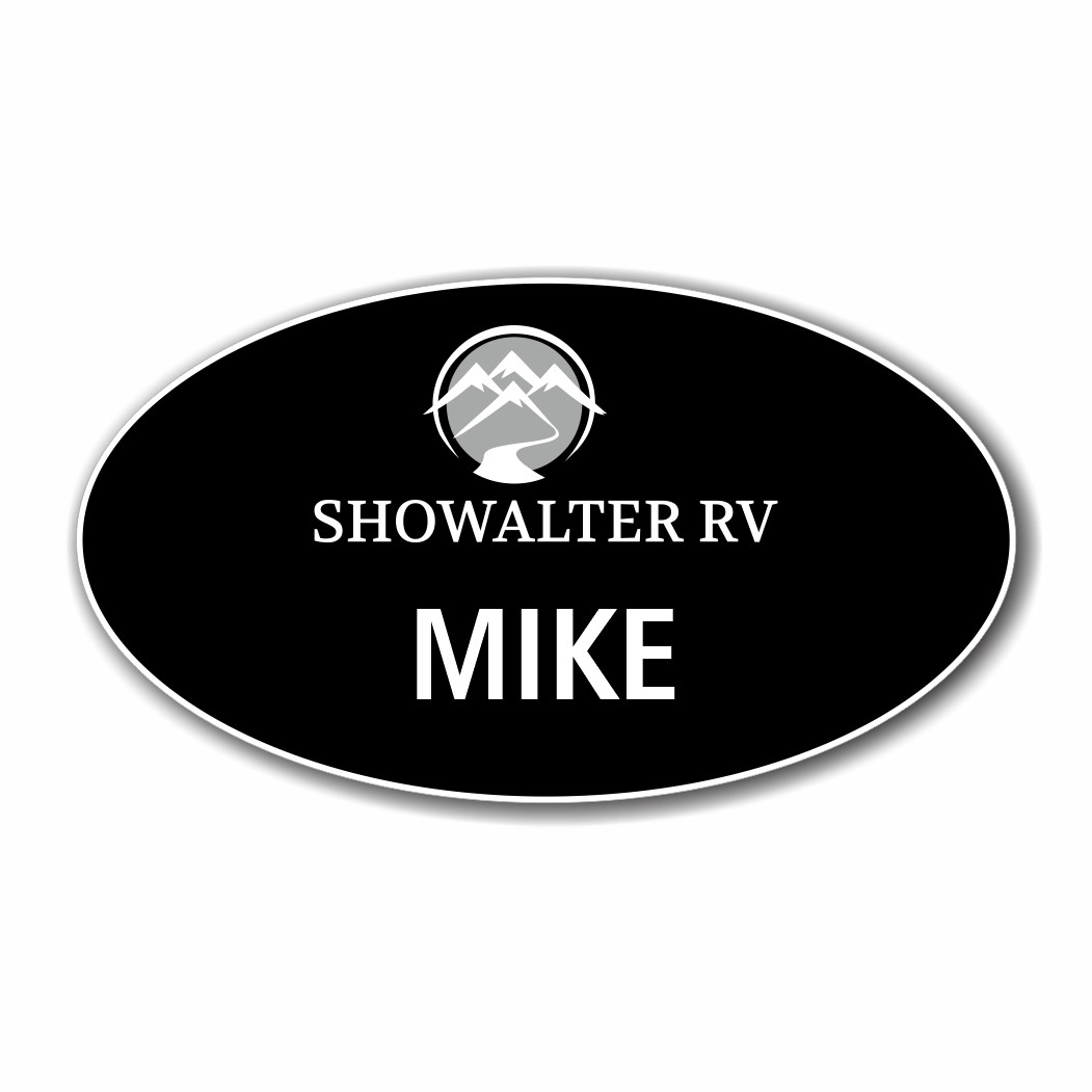 Showalter RV Black Oval Name Badge