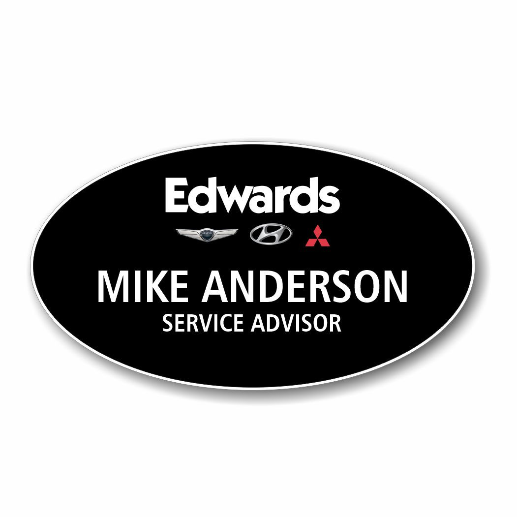 Edwards Genesis Hyundai Mitsubishi Black Oval Name Badge Release 