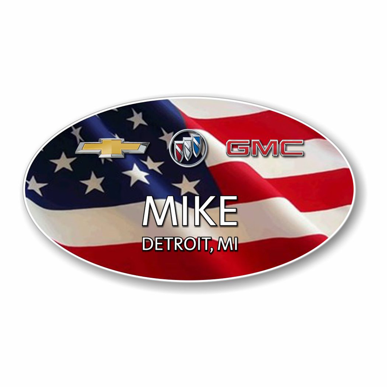 Chevrolet Buick GMC USA Flag Oval Name Badge