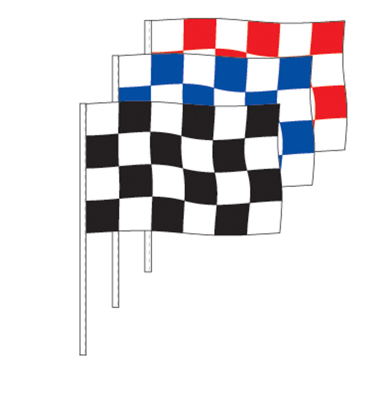 Poly Checkered Rectangle Antenna Flag 12pk {EZ341}