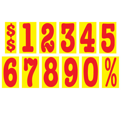 Mid-Size Red & Yellow Adhesive Number {EZ148}