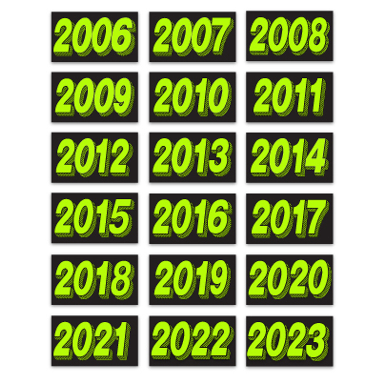 Chartreuse (Fluorescent Lime) Year Model Sign 12pk {EZ191}