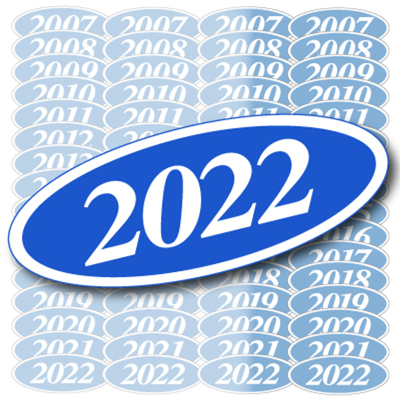 2-Digit Oval Car Year Stickers - Blue